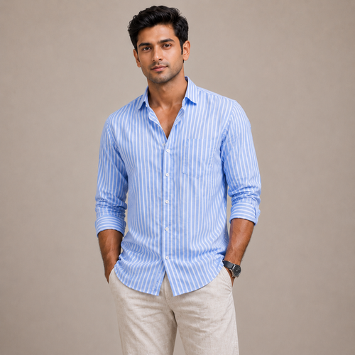 Blue Striped Linen Shirt