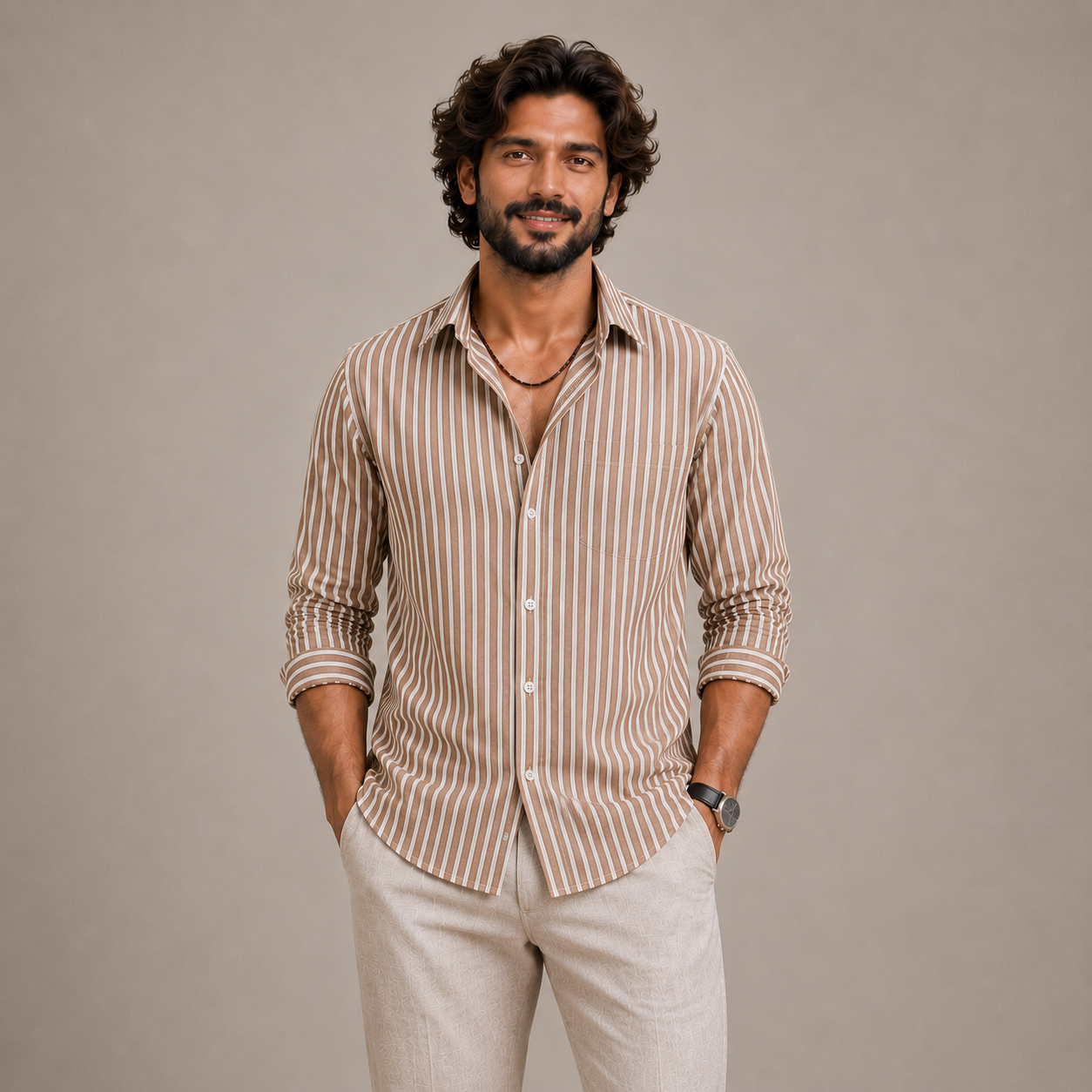 Sand Striped Linen Shirt