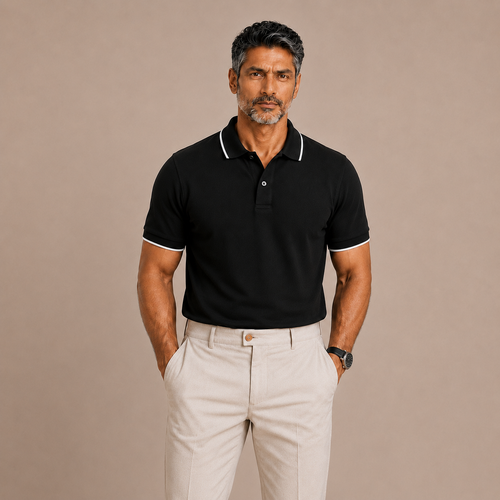 Black Cotton Classic Polo