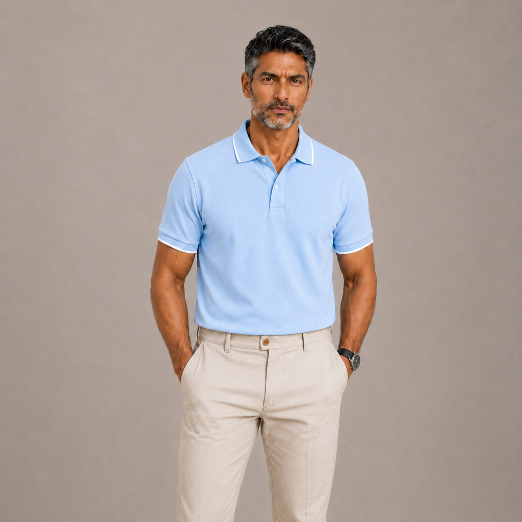 Sky Blue Cotton Classic Polo