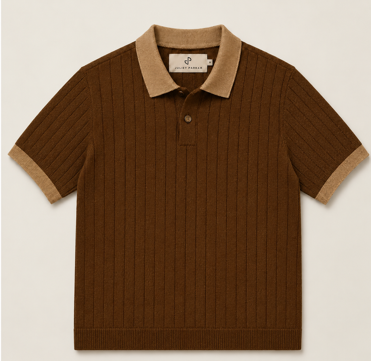Men's Brown Contrast Collar Polo – 100% Cotton