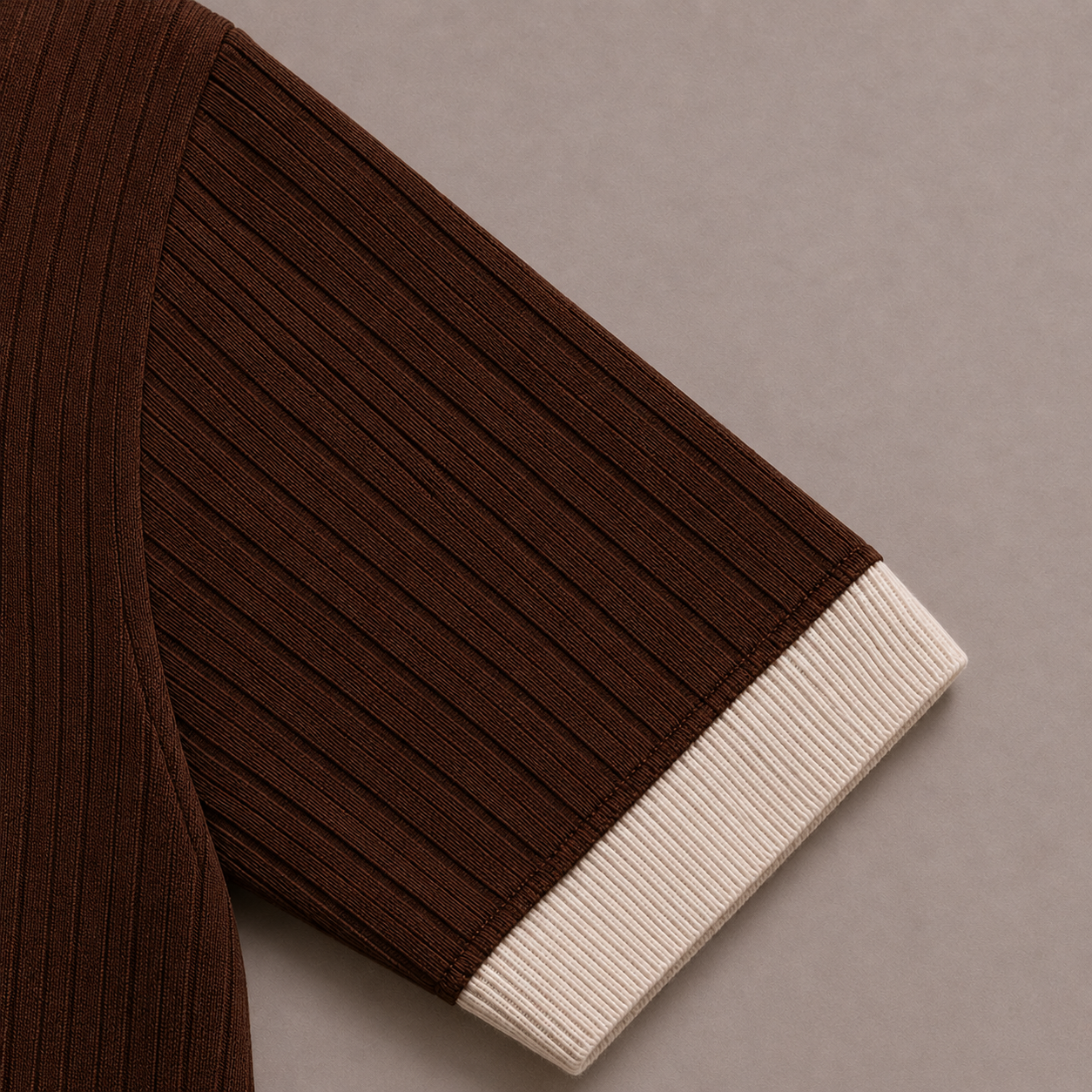 Brown Cotton Contrast Collar Polo