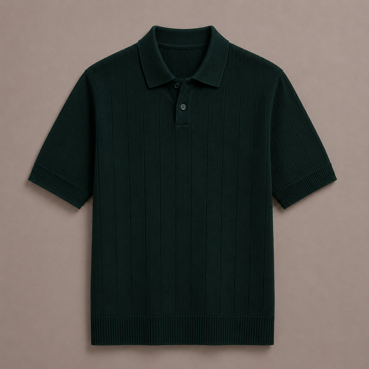 Forest Green Cotton Rib Knit Polo