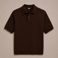 Brown Cotton Cable Knit Polo