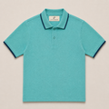 Men's Aqua Blue Classic Polo made from 100% cotton piqué by Juliet Parkar