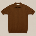 Men's Brown Rib Knit Polo made from 100% cotton by Juliet Parkar