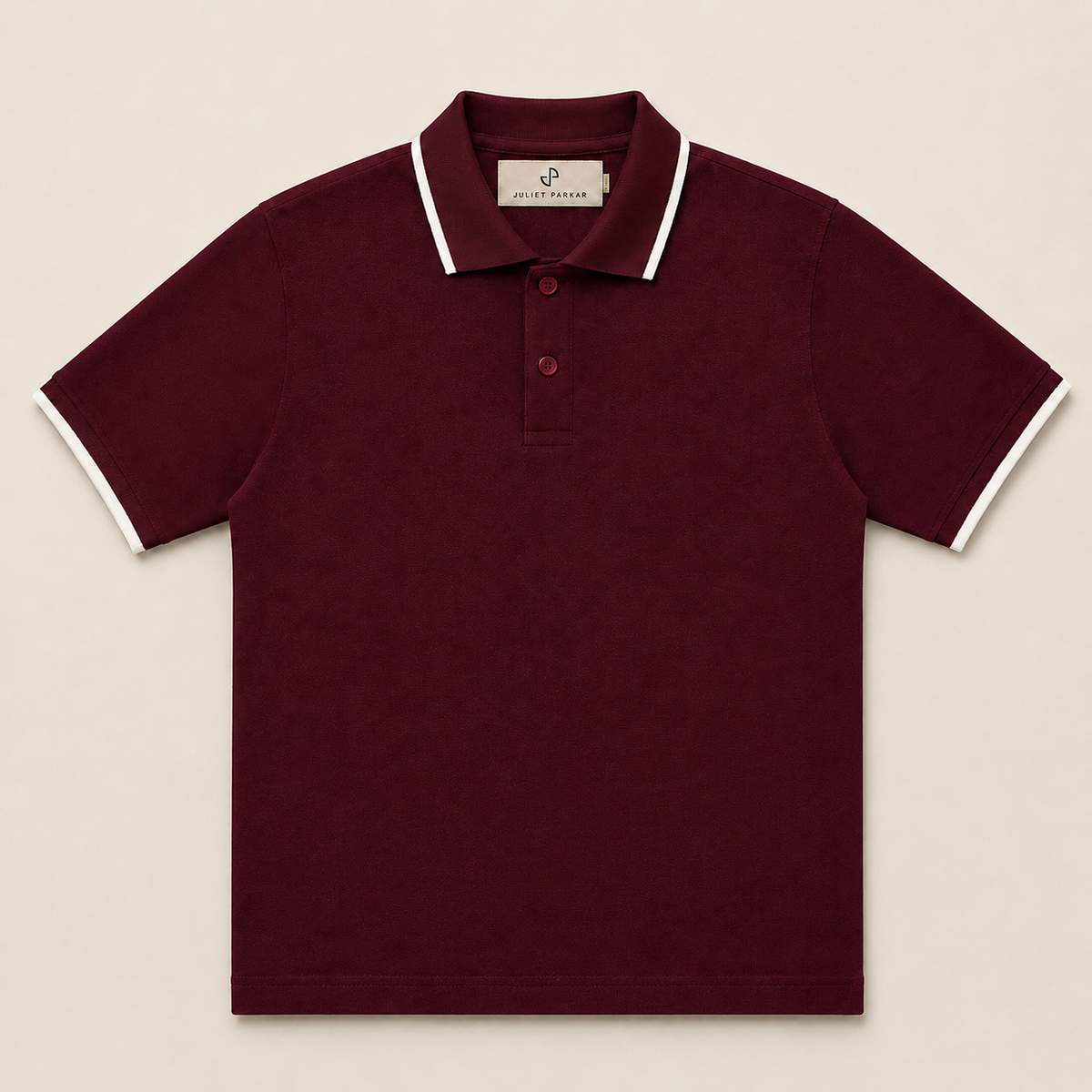 Men's Maroon Classic Polo made from 100% cotton piqué by Juliet Parkar