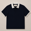 Men's Navy Blue Contrast Collar Polo made from 100% cotton by Juliet Parkar