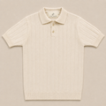 Men's Pearl White Rib Knit Polo made from 100% cotton by Juliet Parkar