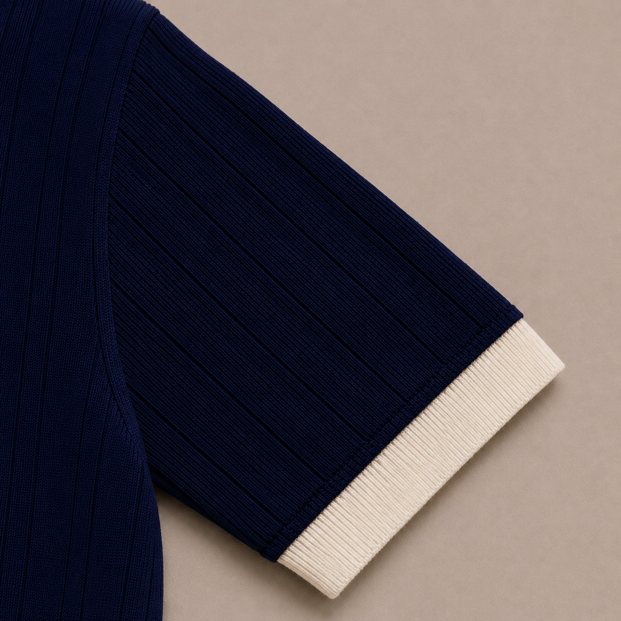 Navy Blue Cotton Contrast Collar Polo