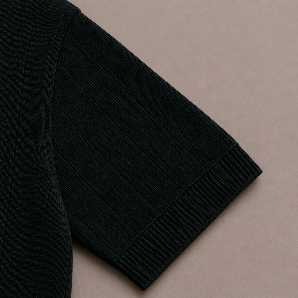 Forest Green Cotton Rib Knit Polo