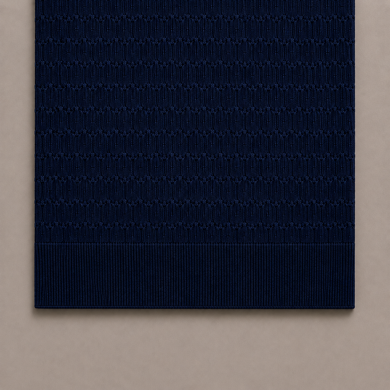 Navy Blue Cotton Cable Knit Polo