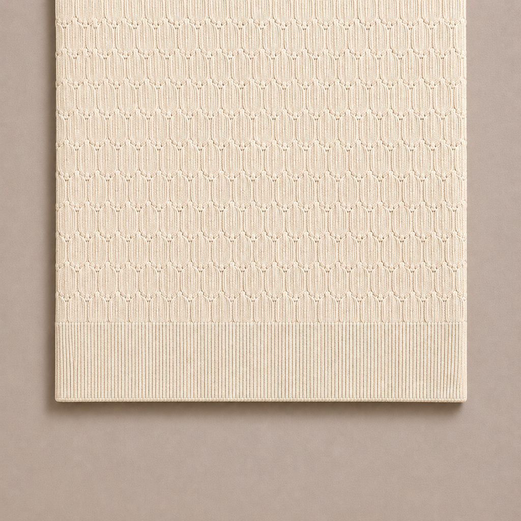 Cream Cotton Cable Knit Polo