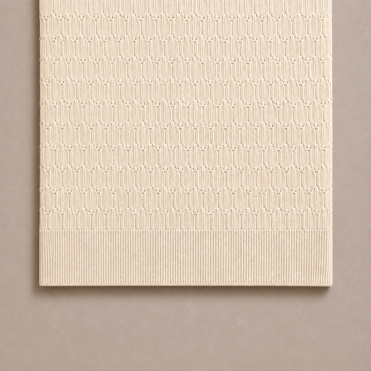Cream Cotton Cable Knit Polo
