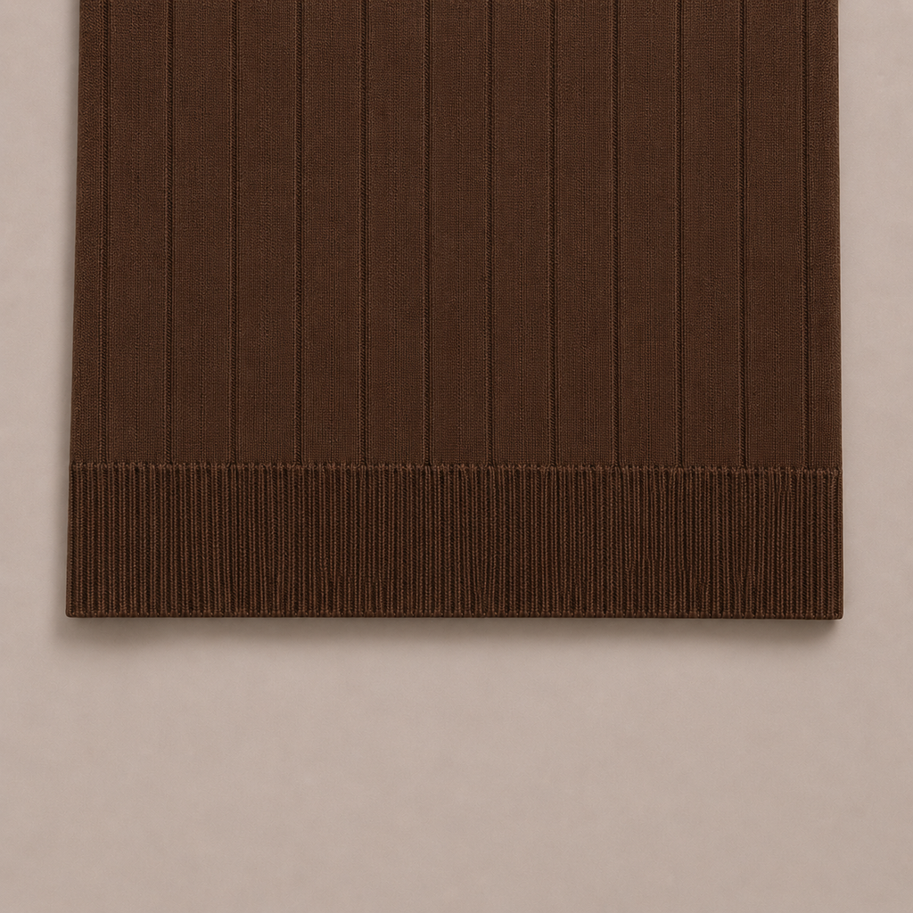 Brown Cotton Rib Knit Polo