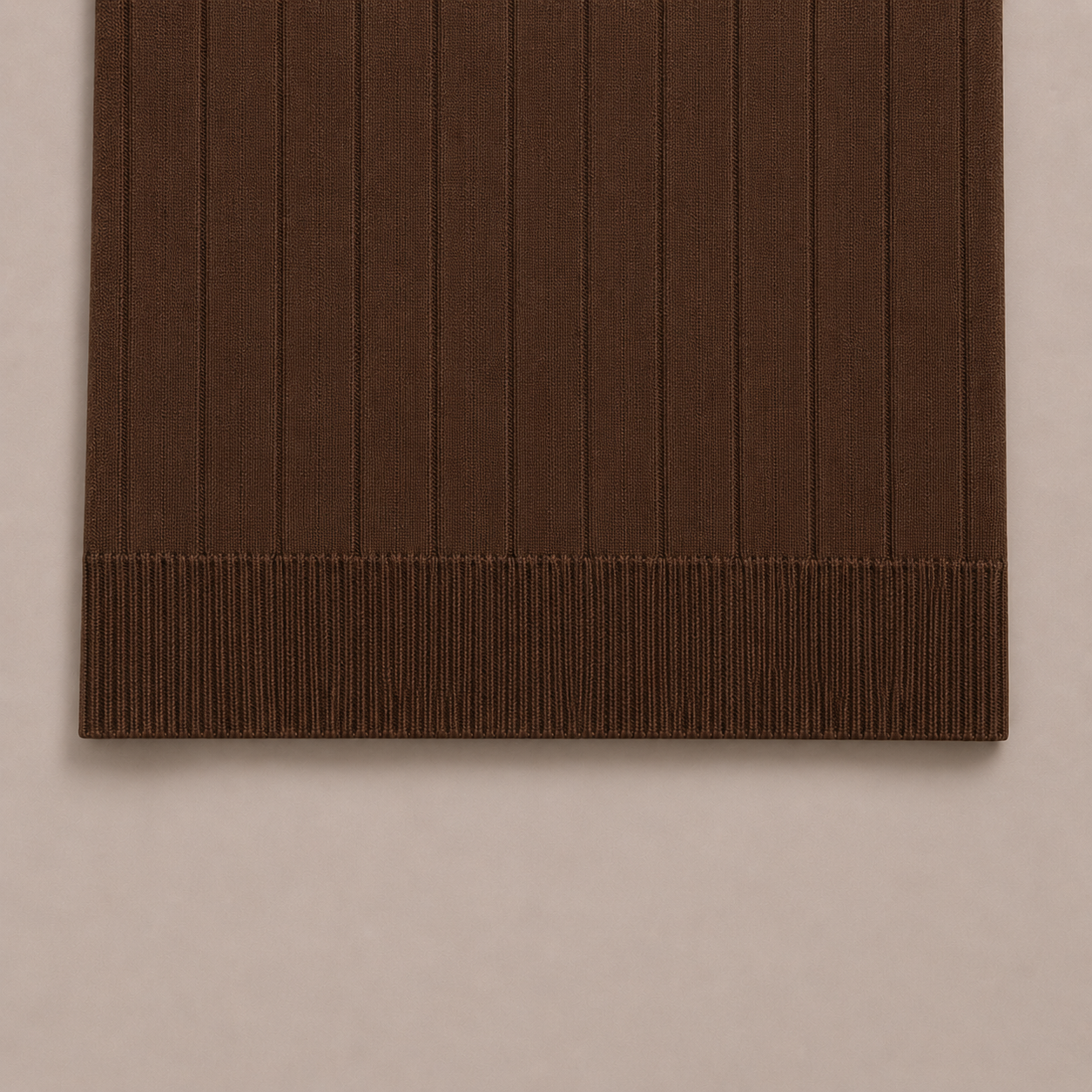 Brown Cotton Rib Knit Polo