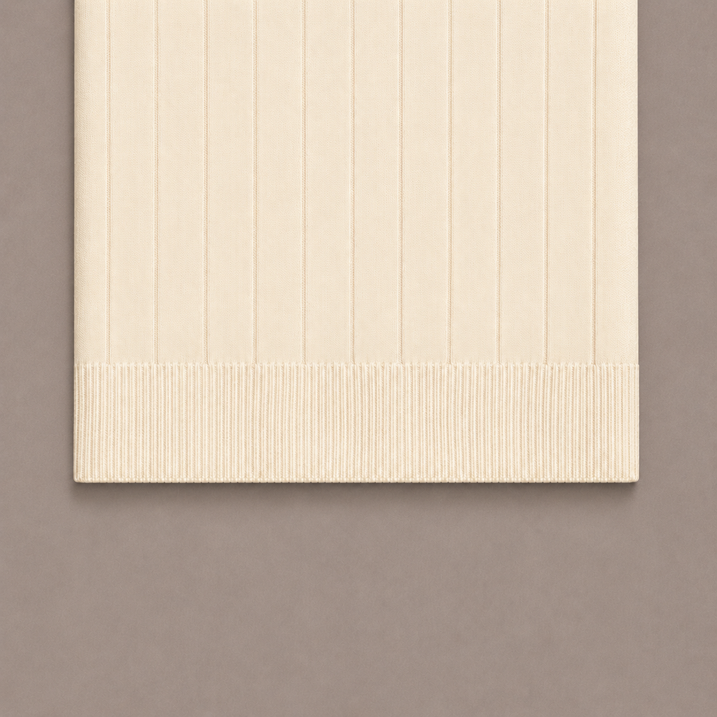 Cream Cotton Rib Knit Polo