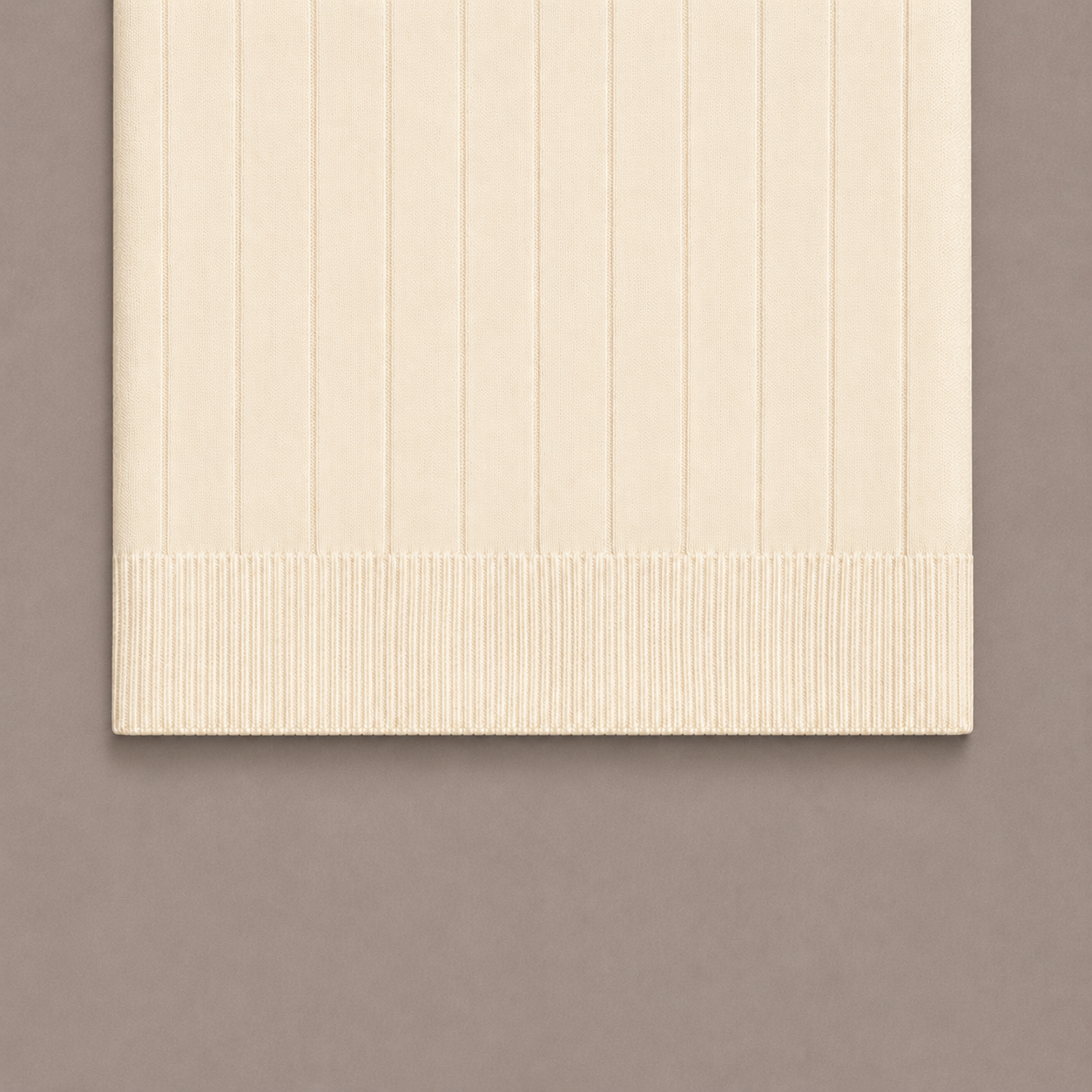 Cream Cotton Rib Knit Polo