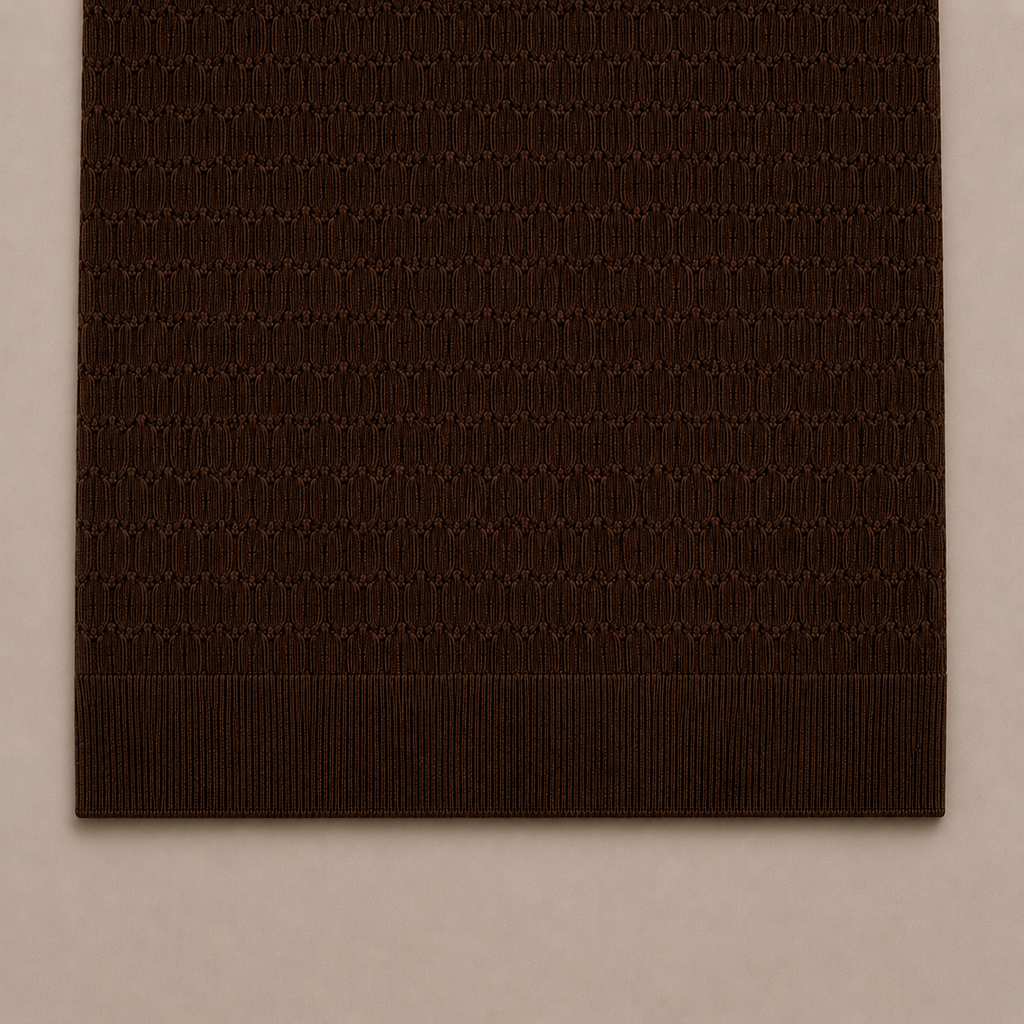 Brown Cotton Cable Knit Polo