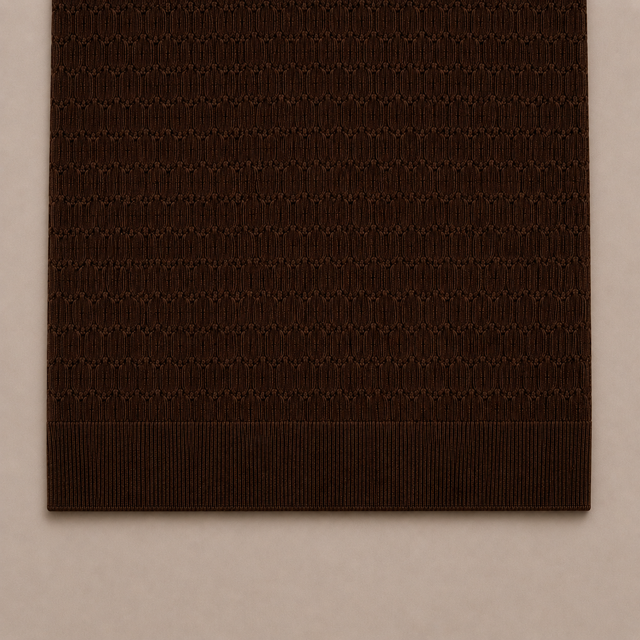 Brown Cotton Cable Knit Polo